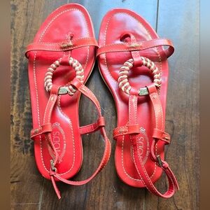 Red Tod's Leather Sandles 35 1/2